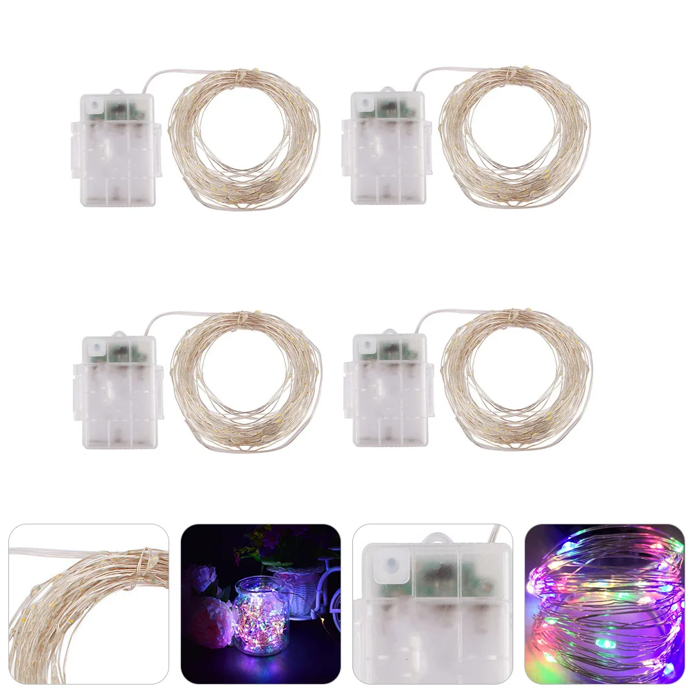 

4Pcs Operated LED Fairy Lights Waterproof Decorative String Lights for Christmas Garden Bedroom Festival Supplies