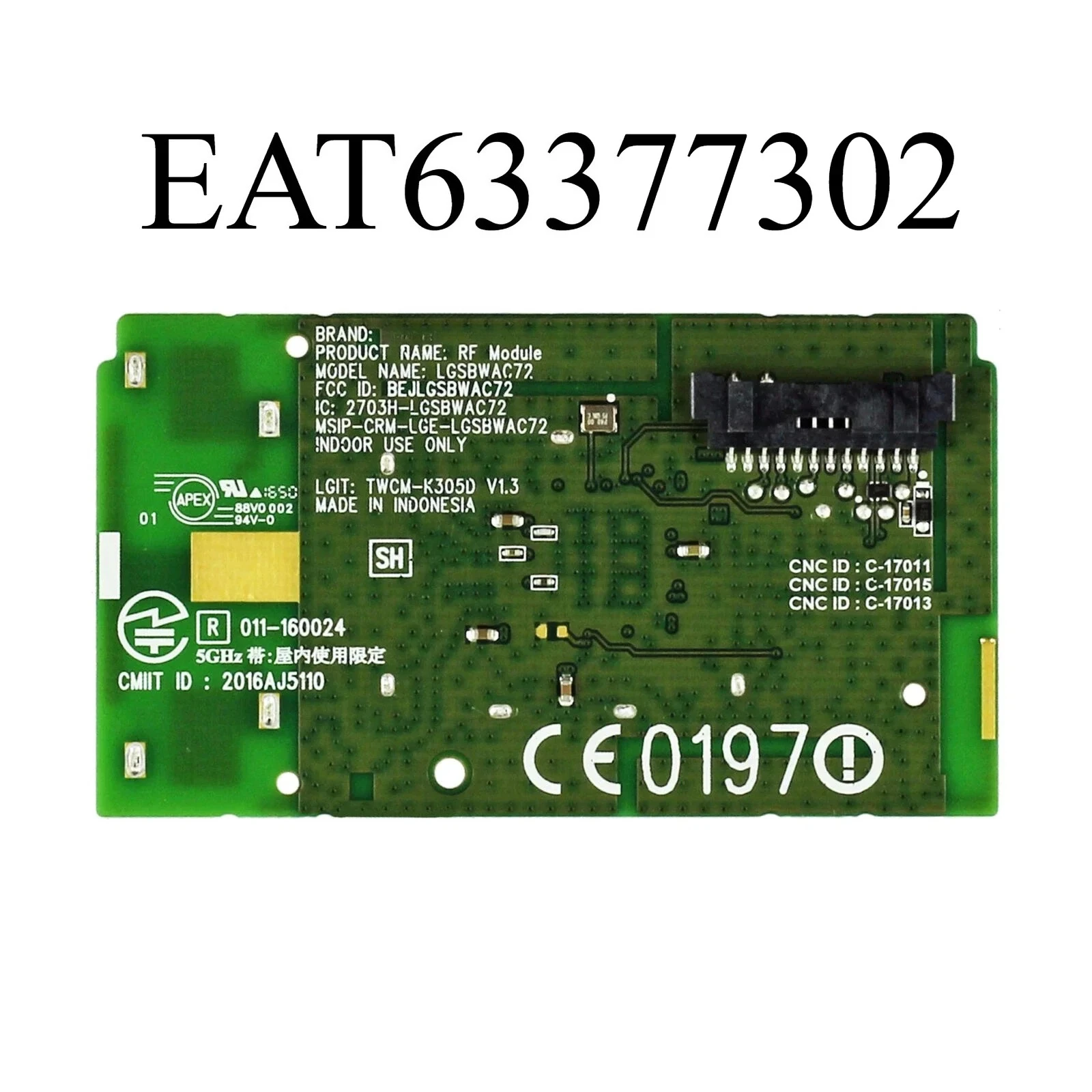 

EAT63377302 TWCM-K035D LGSBWAC72 Wireless Wifi Adapter Module is for 55SM5KE-BJ 75SJ8570-UB 43UK6300PUE 49UK6300PUE 65UK6300PUE