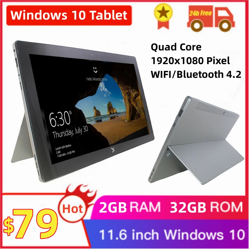 

New Windows 10 D6 Tablet 11.6 Inch 2GB RAM 32GB ROM Z3736F Quad Core With Mini HDMI WIFI Dual Camera 1920 x 1080 Pixel