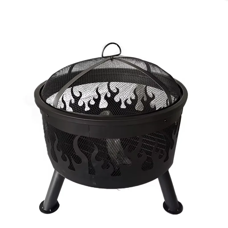 New Design Garden ware Wood Burning Metal Fire Pit Portable Outdoor And Indoor Round Black Finished Iron Fire Pit