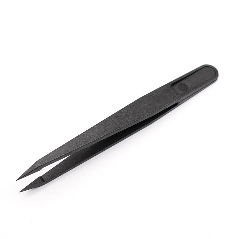 New Arrival 5pcs/set Portable Black Straight Bend Anti-static Plastic Tweezer Heat Resistant Repair Tool