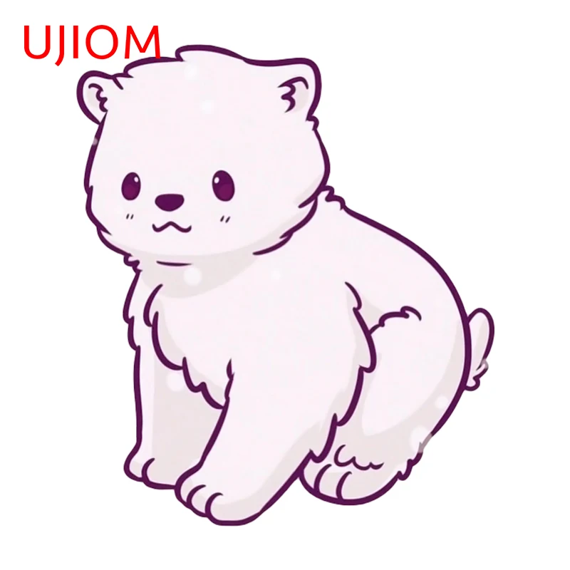 UJIOM 13cm X 11.3cm Polar Bear Cartoon Chibi Wall Stickers Amusing Living Room Decal Air Conditioner Wallpapers Home Decor