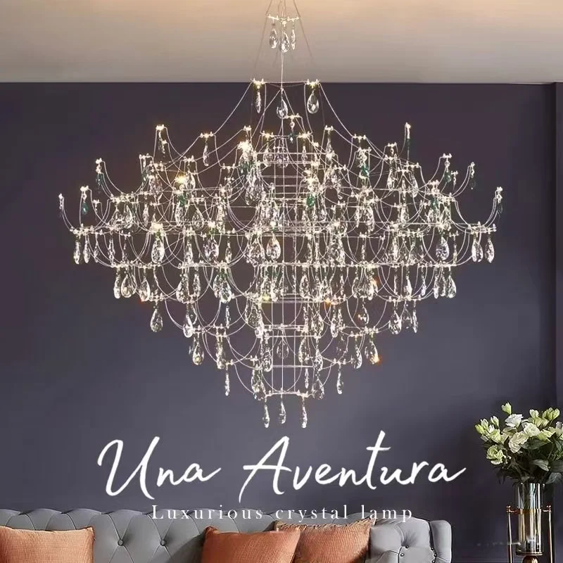 

Creative Minimalist Light Luxury LED Chandelier Hotel Villa Living Room Dining Room Minimally Personalized European Crystal