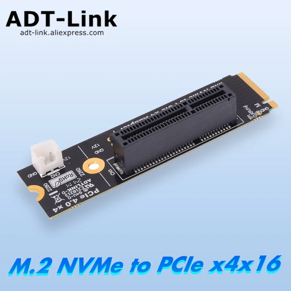 High-Speed M.2 NVMe SSD to PCIe X4 Adapter Board Key-M PCIe X16 Interface 64Gbps for NIC Capture Card HDD USB Adapter