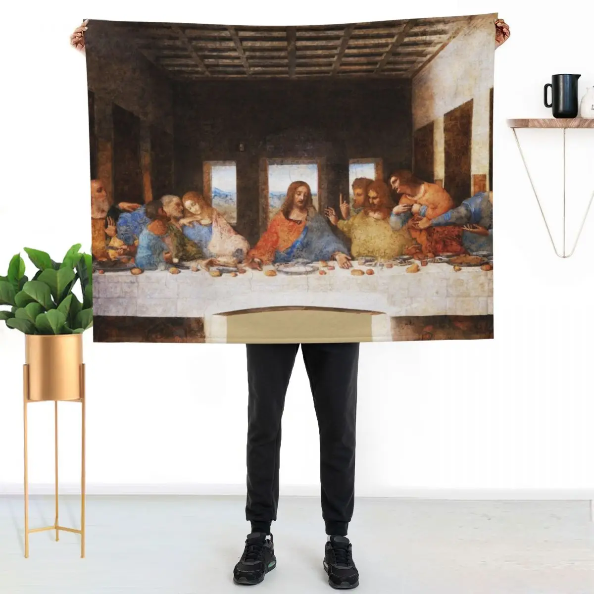 

The Last Supper by Leonardo Da Vinci Throw Blanket Anti Shedding Soft Fuzzy Blanket for Home