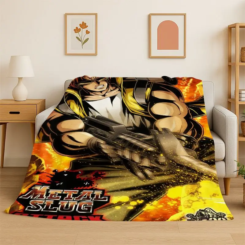Retro Game Metal Slug Cartoon Flannel Blanket Soft Warm Throw Blanket for Bedroom Living Room Bed Travel Camping Picnic Gift