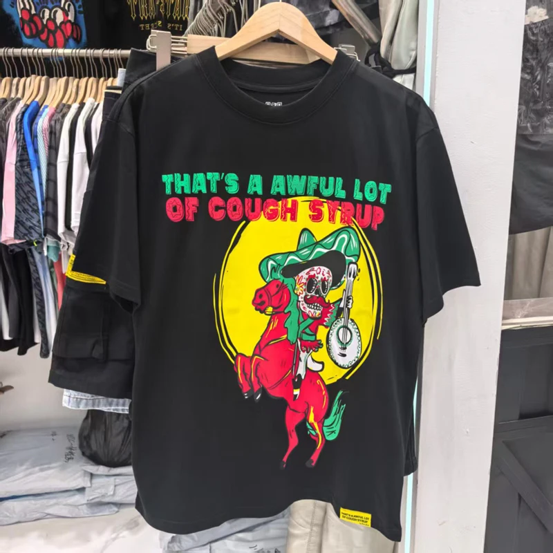 That's A Awful Lot of Cough Syrup Skeleton Knight Print T Shirt Men Women High Quality Loose Streetwear T-shirt QR Code Tag view 2