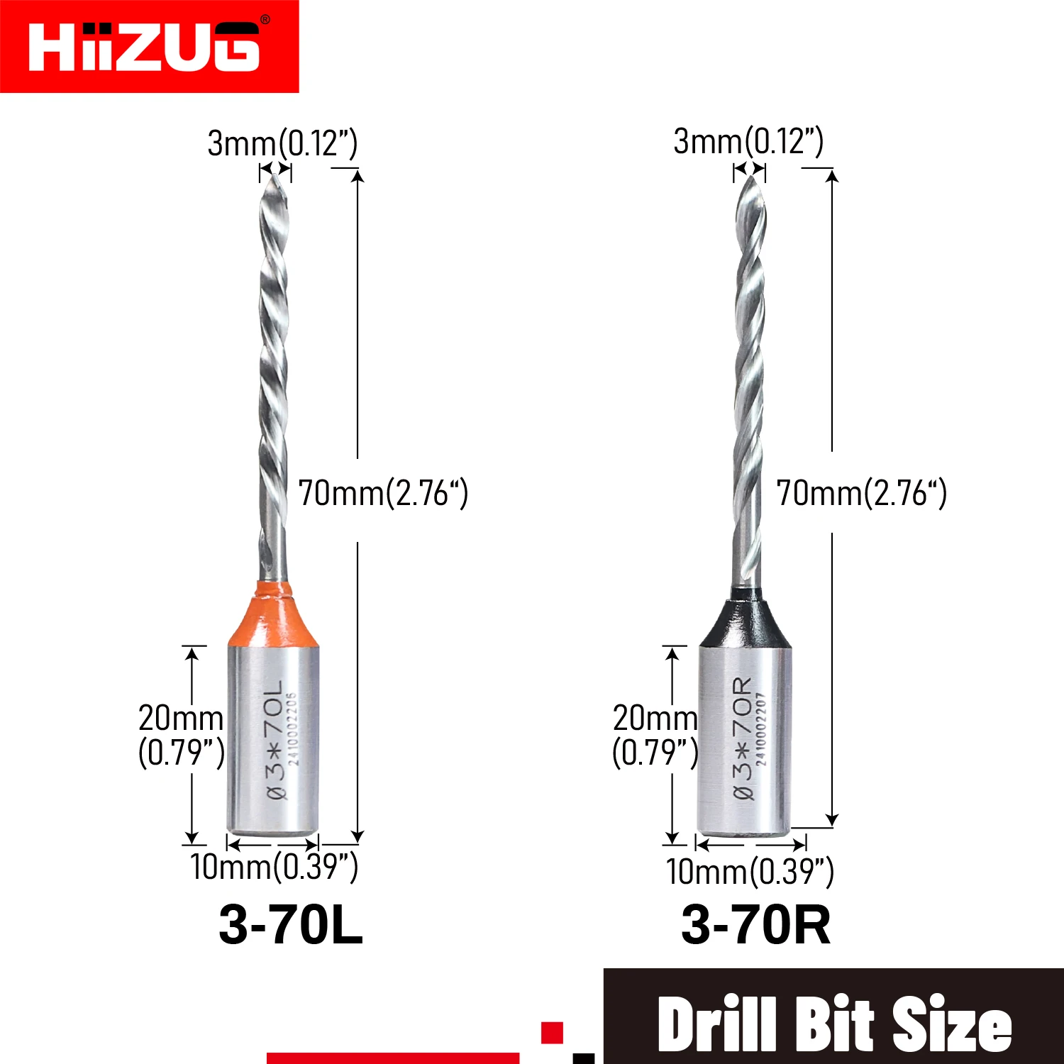 5Pcs TCT Solid Through Via Drill Bits L /R Rotation Tool with 10mm Shank for Woodworking Drilling Wood Hole Drill Bits