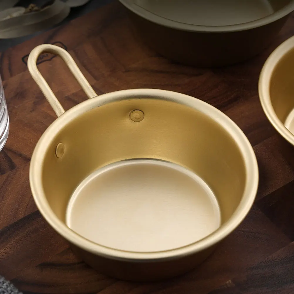 

4Pcs Rice Wine Bowl Golden Korean Style Bowls for Household Restaurant Barbecue Use Healthy Aluminum Drink Porridge Fruit Salad