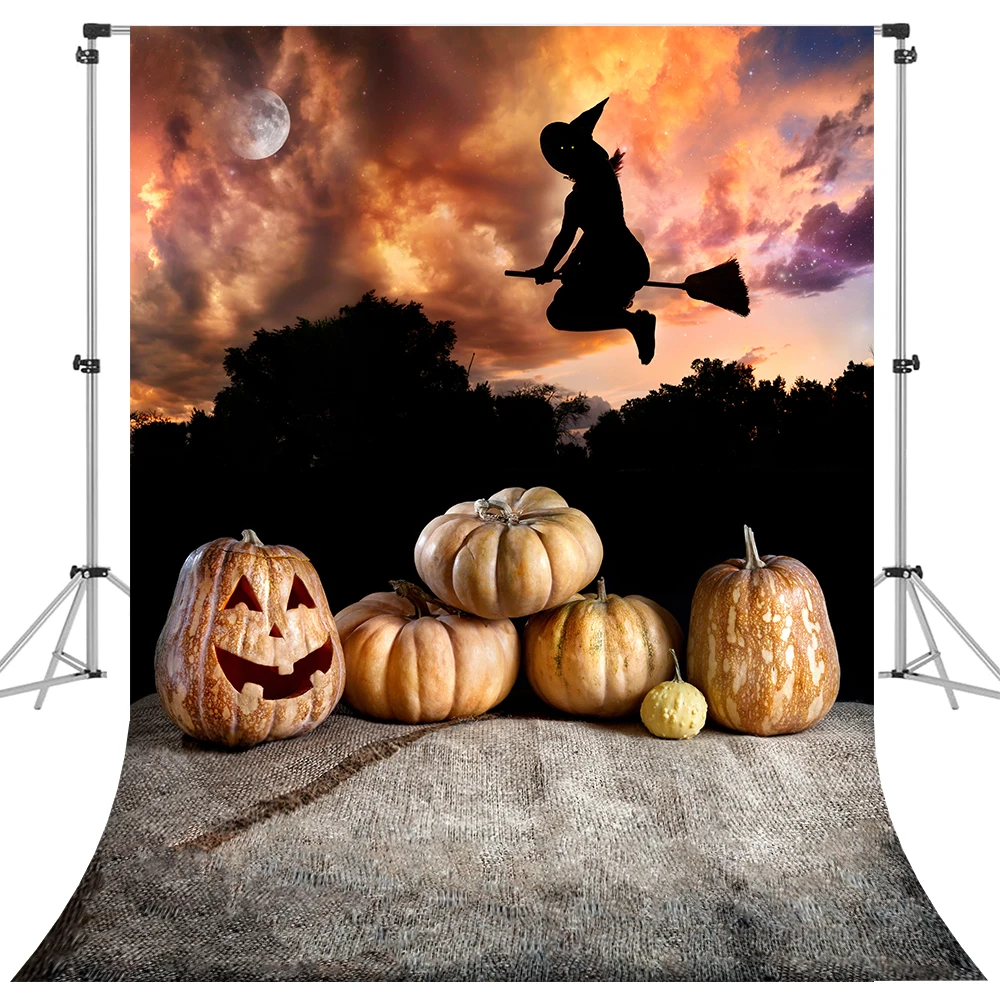 Bonvvie Photography Background Halloween Photophone Night Moon Bat Castle Tree Cat Witch Photo Backdrops Party Decoration Props