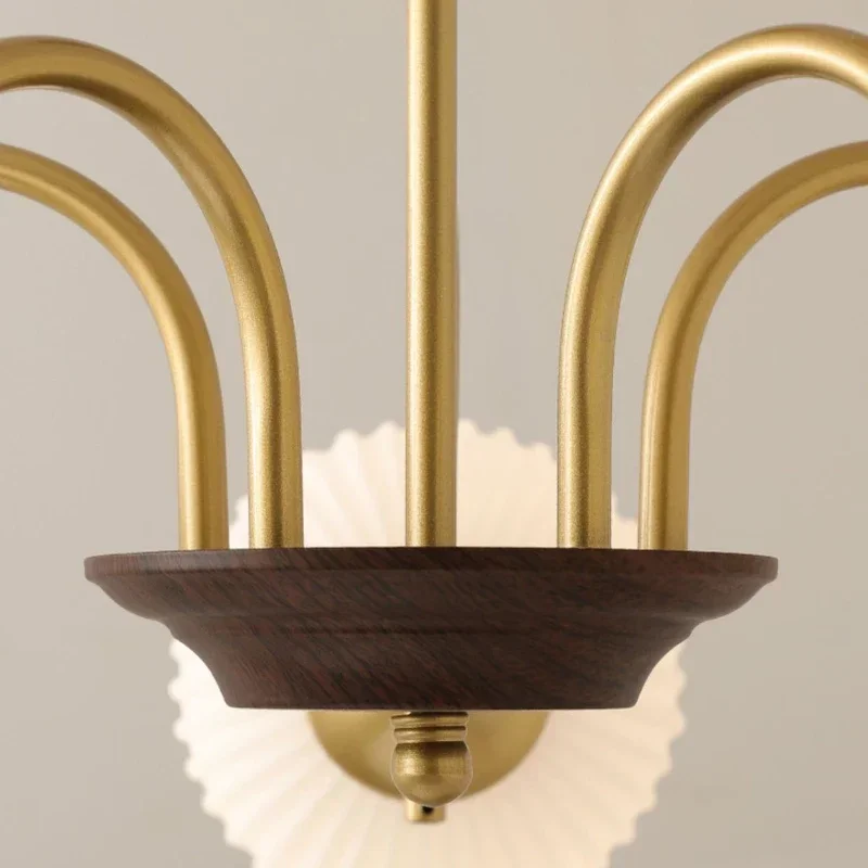 SANDYHA Elegant Walnut Wood French Pendant Light for Kitchen Island Dining Table Living Room Bedside Stylish Home Lighting