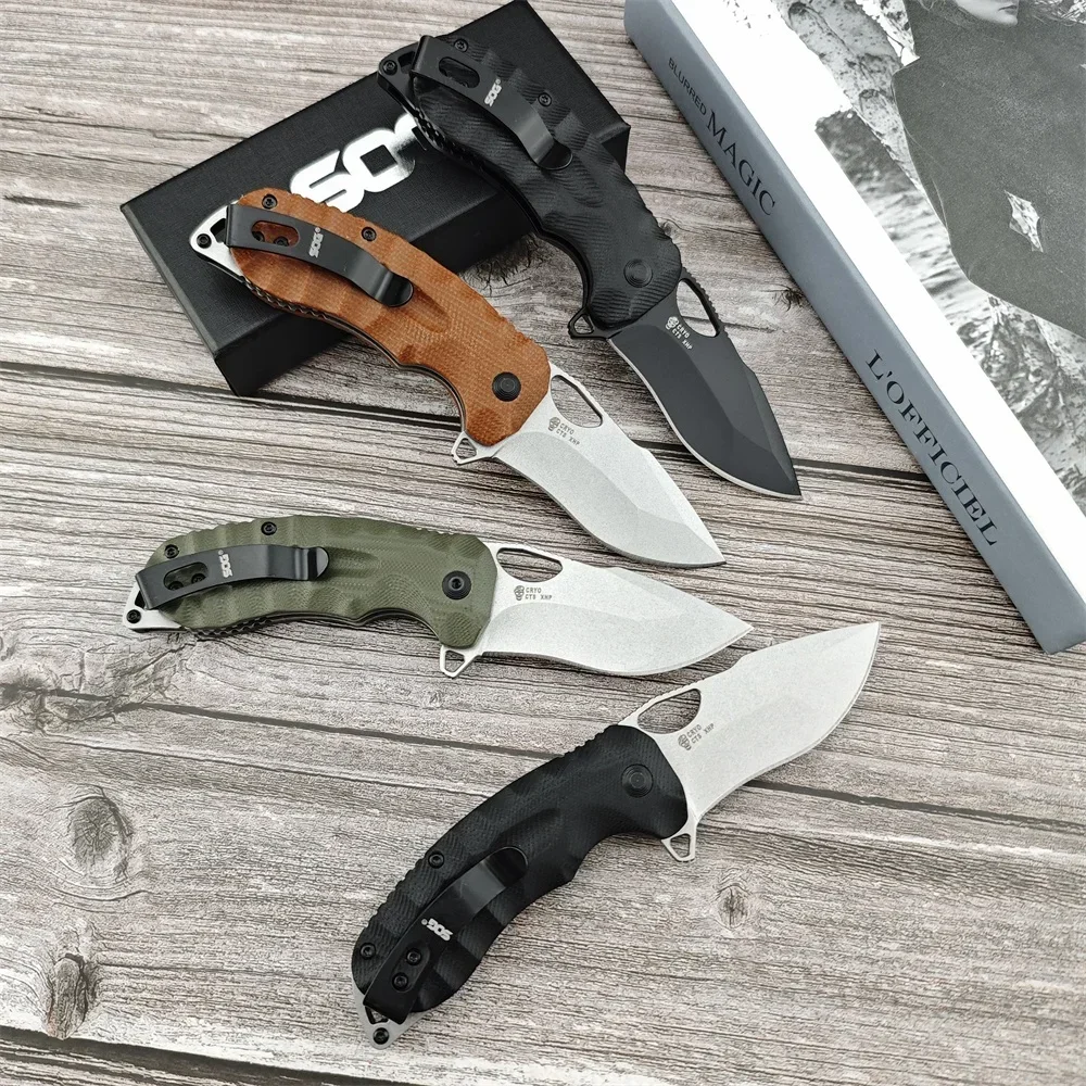 2024 Kiku XR LTE Flipper Pocket Knife CTS-XHP Satin Plain Blade Linen Micarta Tactical Outdoor Camping Folding Knives EDC Tool