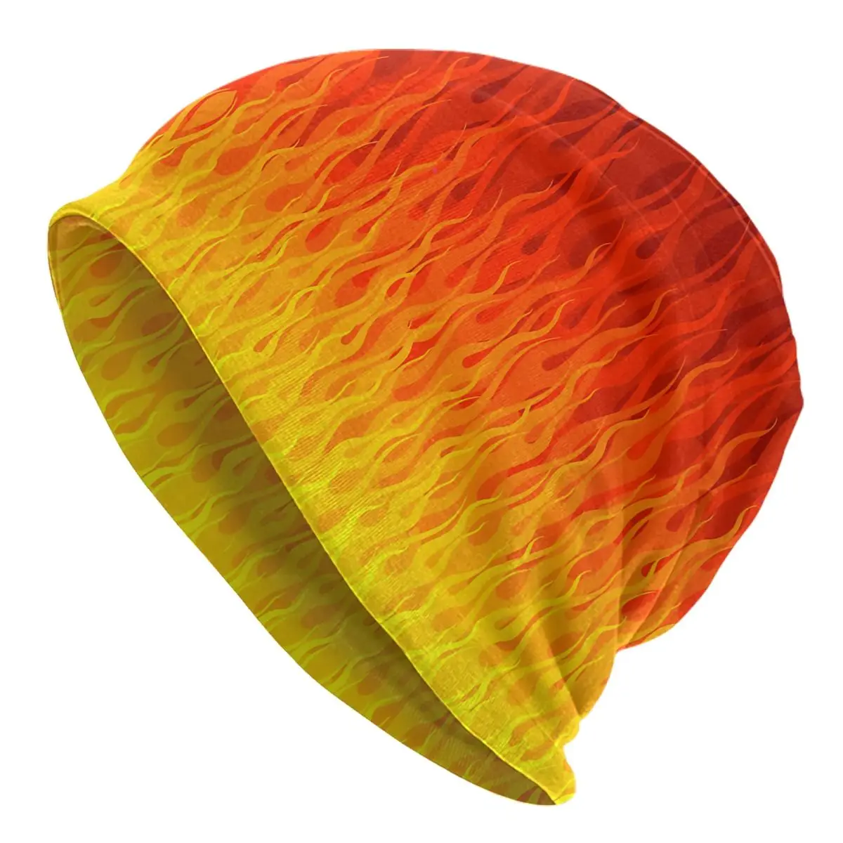 Red Orange Yellow Burning Flames And Fire Tapestry Men's Beanies Printed Chemotherapy Pile Outdoor Turban Breathable