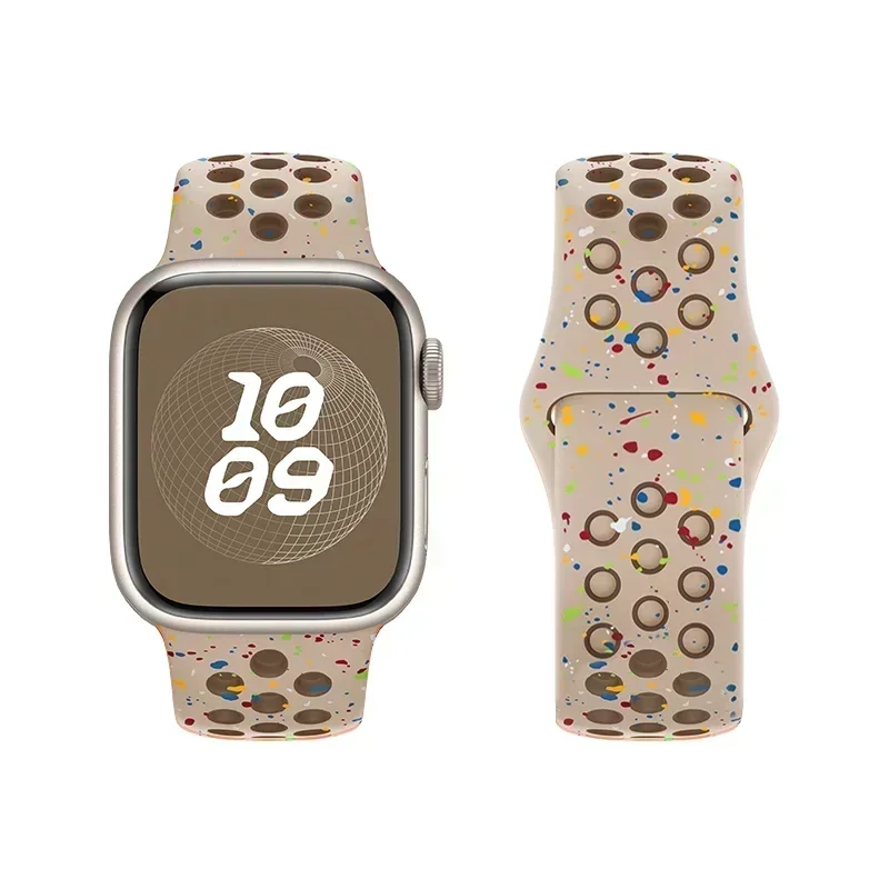 Dual-color Silicone Strap for Apple Ultra 2 49MM IWatch Series Coloured Dotted Silicone Strap