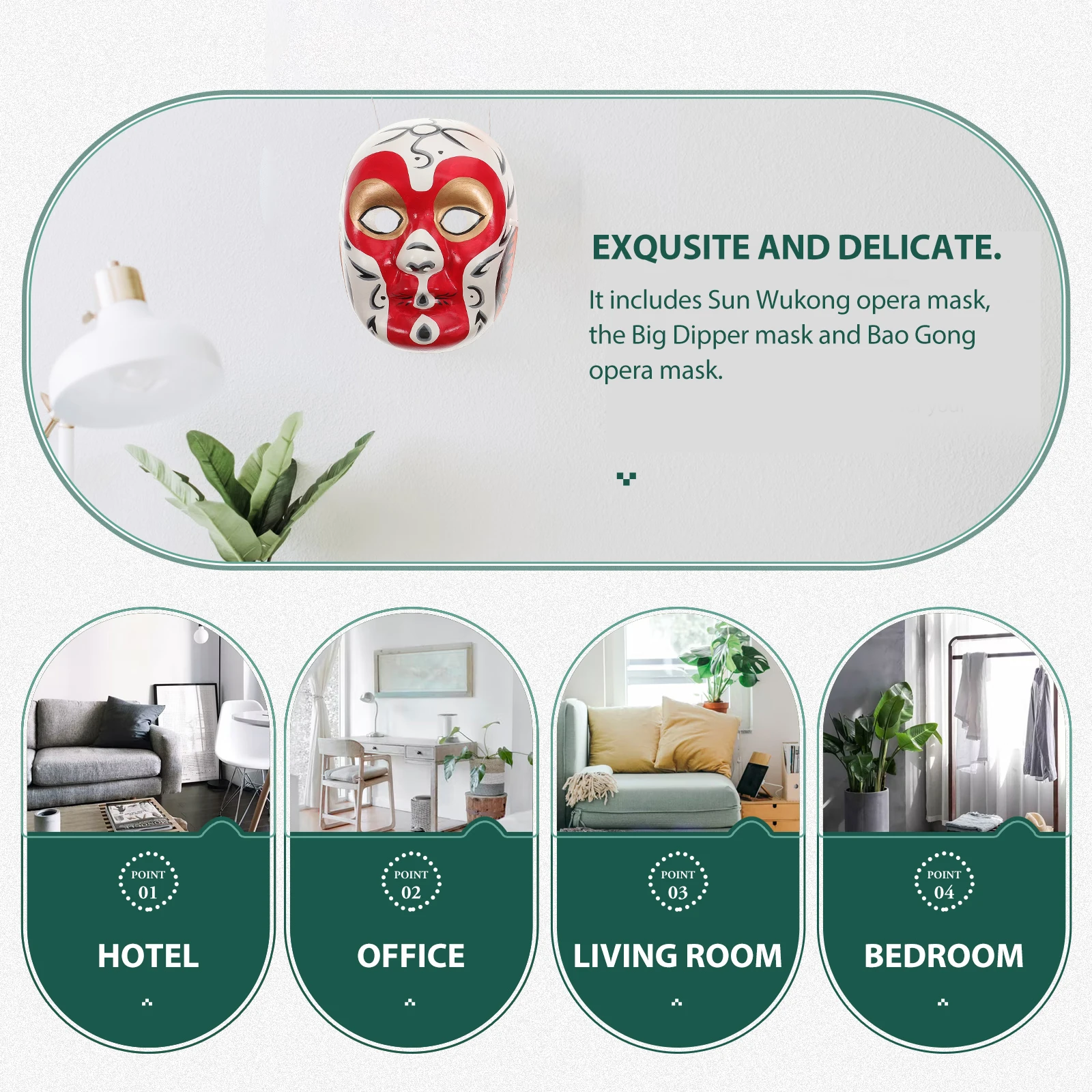 

3pcs Decor Mask Wall Decor Hanging Pendant for Room Store Classical Wall Decoration Model