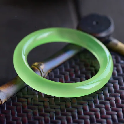 Quality Jewelry Exquisite Bangle Natural Ice Seed Chalcedony Agate Grape Color Green Round Bar Bracelet Lucky Accessories Gift