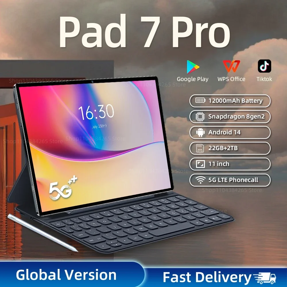 yZ[z2025NŐVIWi Pad 7 Pro ^ubgPC Snapdragon 8 Gen 2 HD 4K Android 14 22GB+2TB 12000mAh 5G fASIM WiFi GPS 11C`^ubg