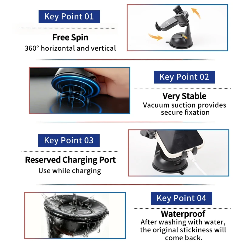 Car Gravity Phone Holder Suction Cup Base Phone Stand With Hook Accessories For Zeekr 001 FR 007GT EX1E MIX X 007 009 7X 6
