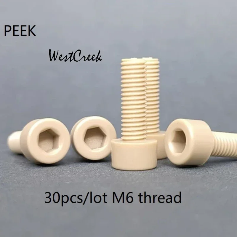 WESTCREEK  M6 thread PEEK socket head cap screw Hex Scoket Victrex PEEK Hexagonal polyether-ether-ketone Cap Screw Socket bolt