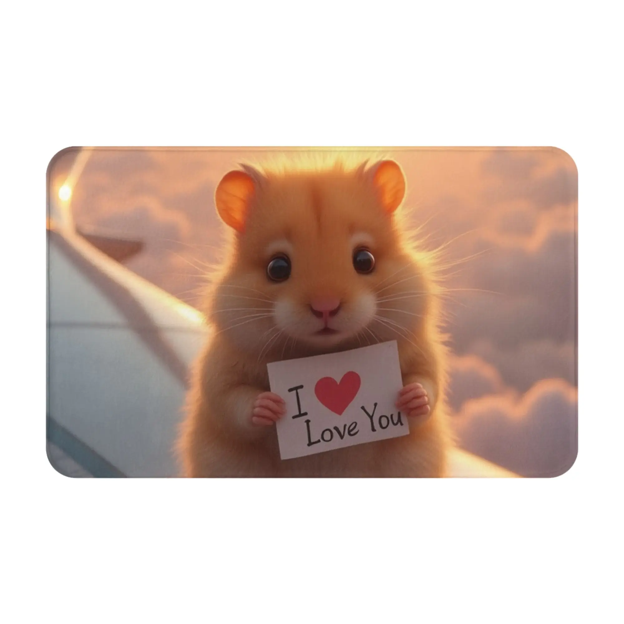 Cute Hamster Airplane Sunset Travel Graphic Anti-Slip Mat Living Room  Absorbent Doormat Home Decoration