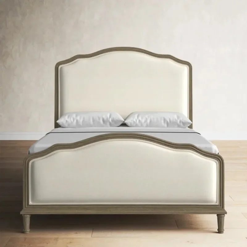Retro American Style Solid Wood Bed Master Bedroom Double Bed French Soft Bag Princess Bed