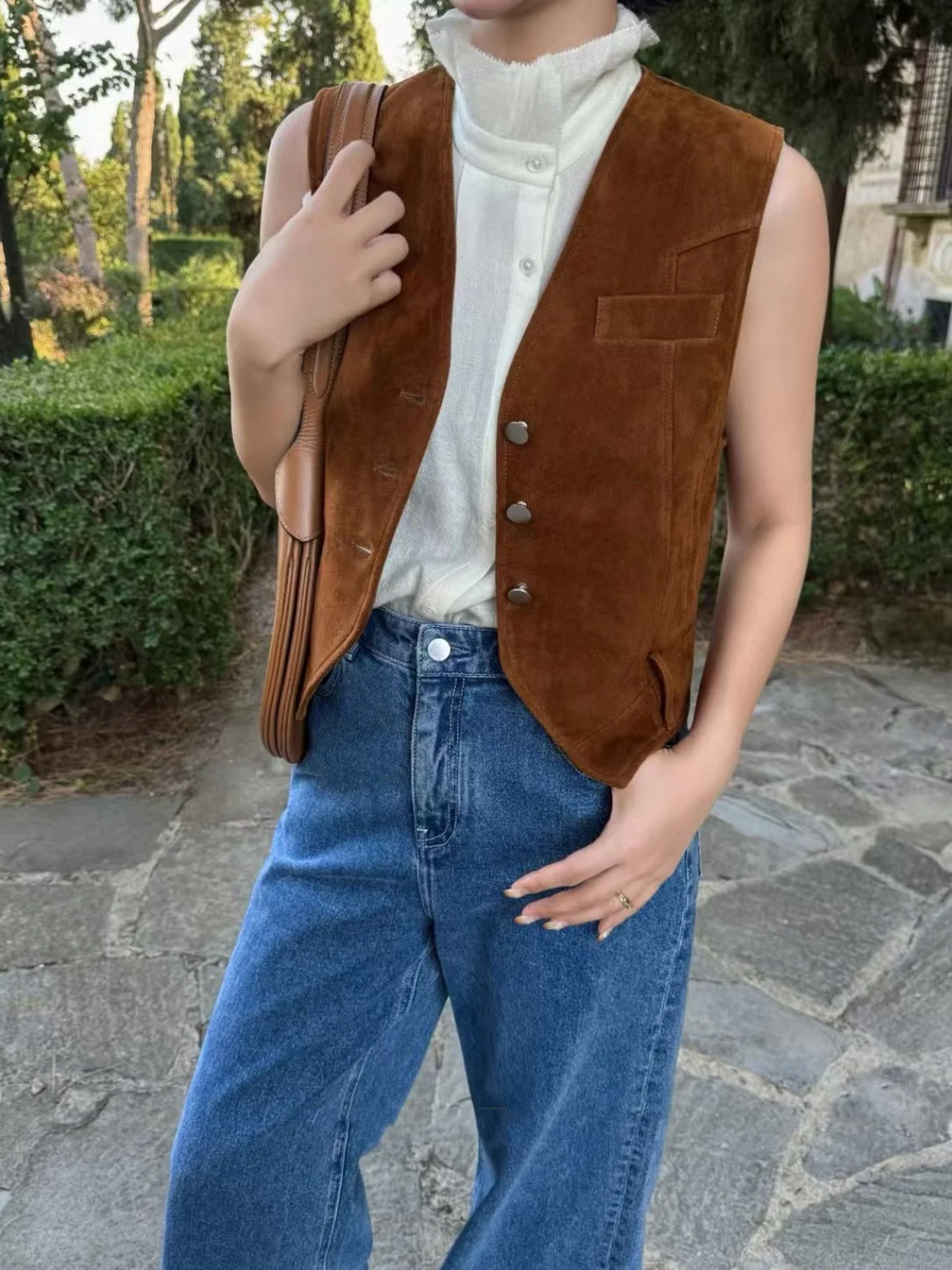 

Облегающий кожаный жилет, осенне-зимний V Ne для поездок на работу, универсальная уличная одежда, пальто из полиэфирного волокна, куртка для женщин