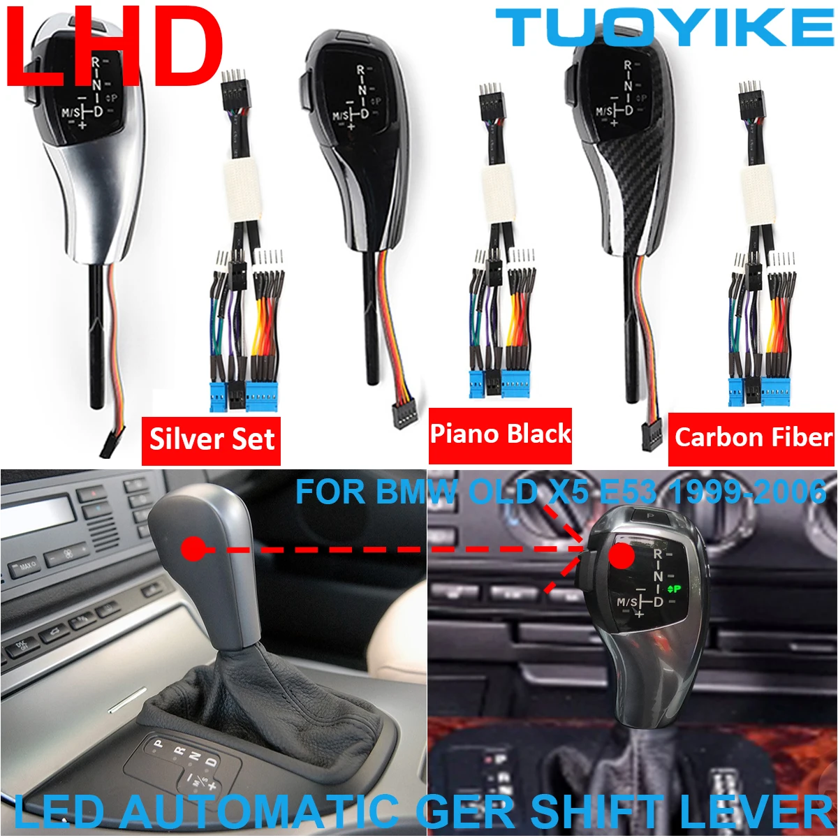 

LHD LED Automatic Gear Shift Knob Lever For BMW 1 3 5-Series E81 E87 E82 E88 E90 E91 E92 E93 Z4 E89 E46 E60 X3 E83 Z4 E85 X5 E53