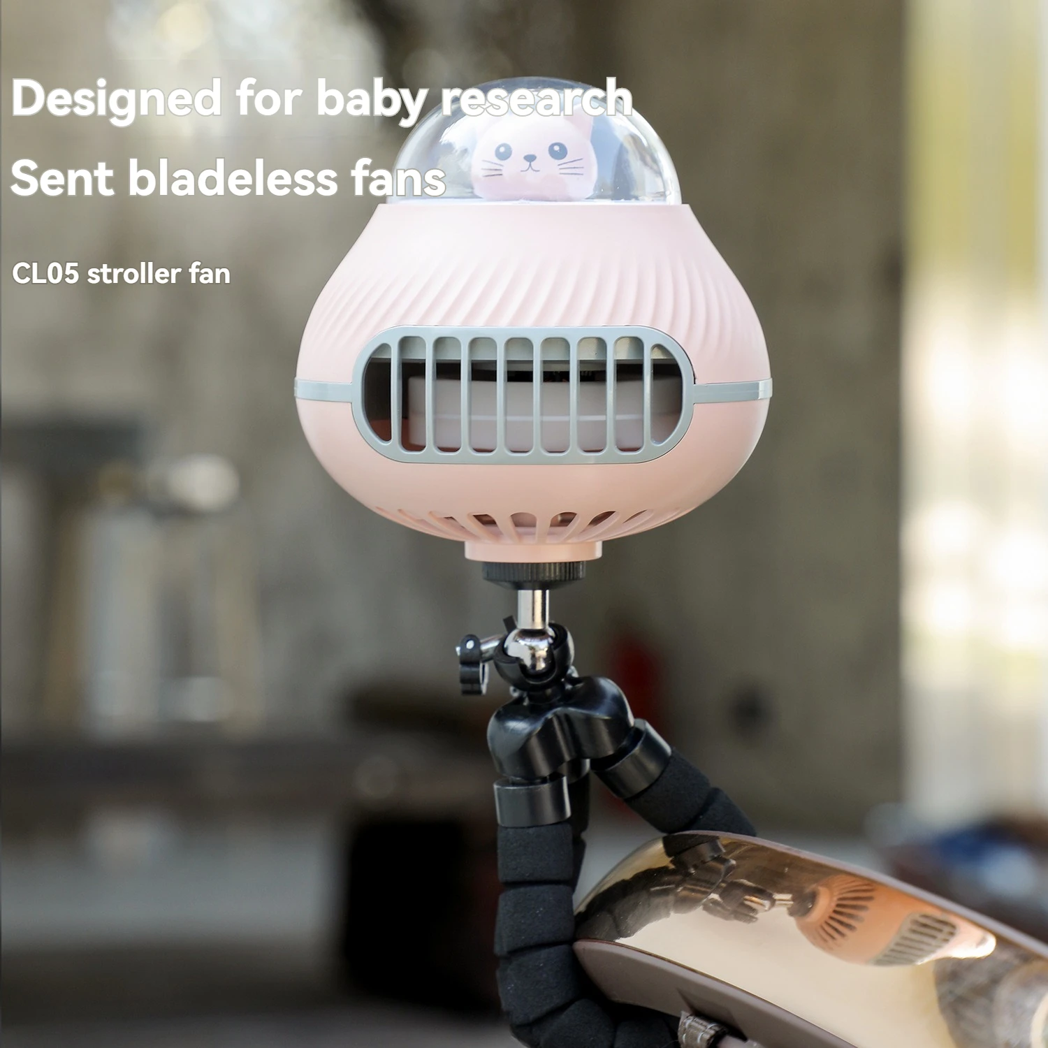 Cute Pet Fan Baby stroller Fan Cartoon Cat Versatile Stand Portable Mini Fan Fully Automatic Silent Shake Head Outdoor Cooling