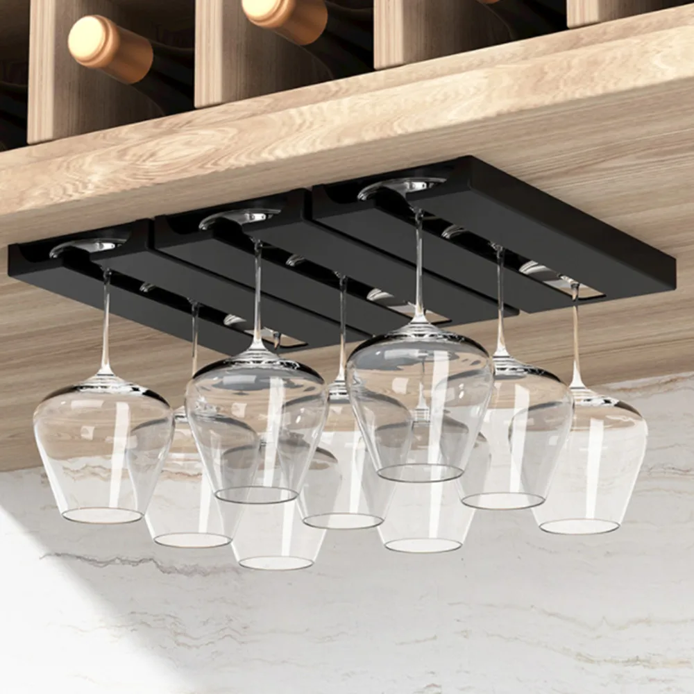 

Wine Glasses Holder Bartender Stemware Hanging Rack Under Cabinet Stemware Organizer Glass Goblet Rack Bar Tool