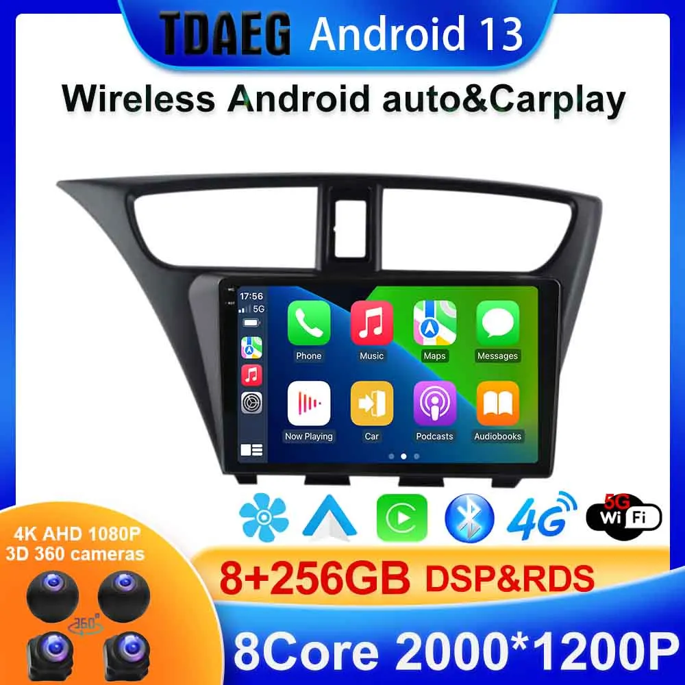 

BT5.0 Android 13 For Honda Civic 9 FK FB 2012 - 2017 Car Radio Multimedia Video Player Navigation GPS Android No 2din 2 din dvd