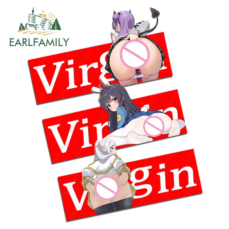 

EARLFAMILY Virgin Slap Anime Loli Car Sticker Vinyl JDM Camper Split Hole Girl Graphics Waterproof Decal Kawaii Motorcycle Decor