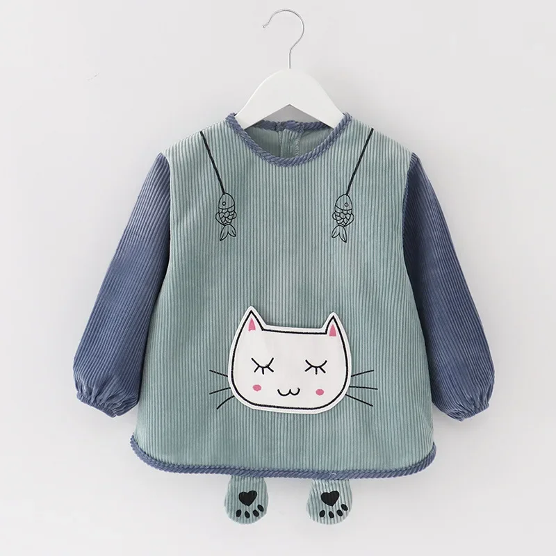 Baby Waterproof Bibs Cartoon Lion Long Sleeve Pocket Apron Self Feeding Drawing Bib Kids Eating Infant Antifouling Baby Clothes