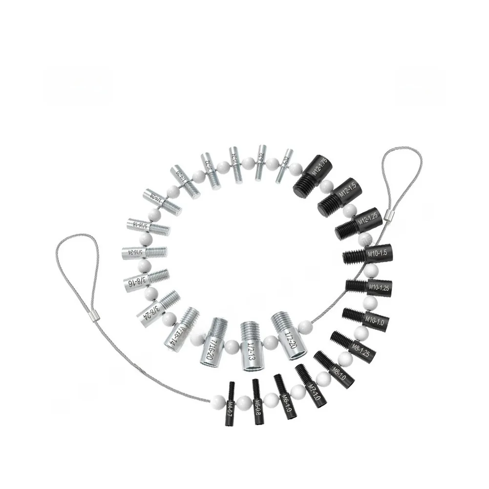Inspection And Repair Thread Gauge Size Identifier Tool Part Silver Black Engraved Markings Compact Storage Design