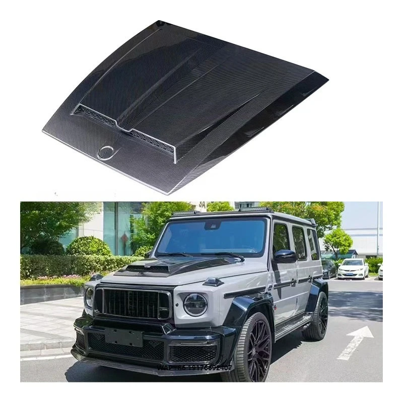 

New Carbon Fiber Black Hood Engine Cover forMercedes Benz G-Class W464 with Screws-Screw-On Retrofit Upgrade & Protection