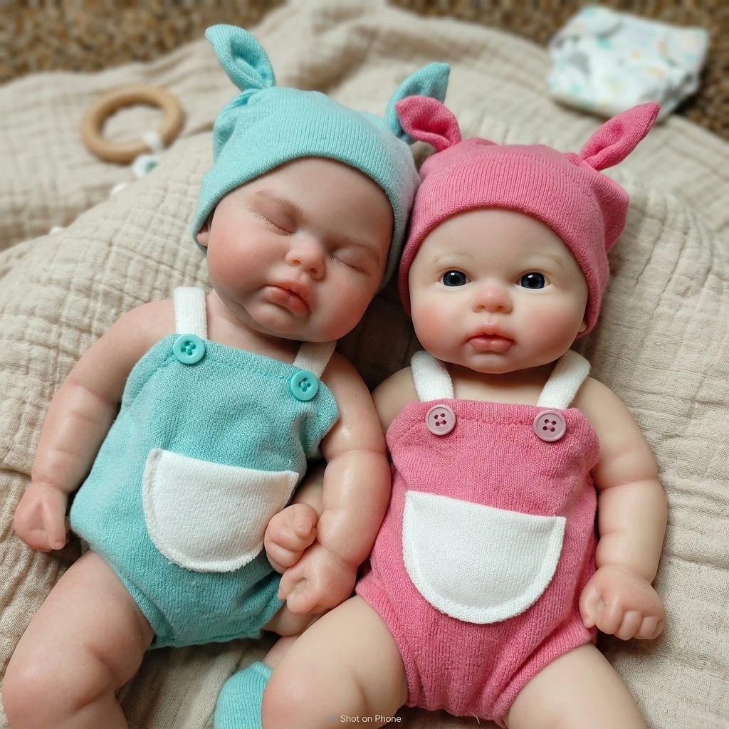 Poupée bébé reborn en silicone de 13 pouces, peinte à la main, nouveau-né, éveillé ou endormi au choix