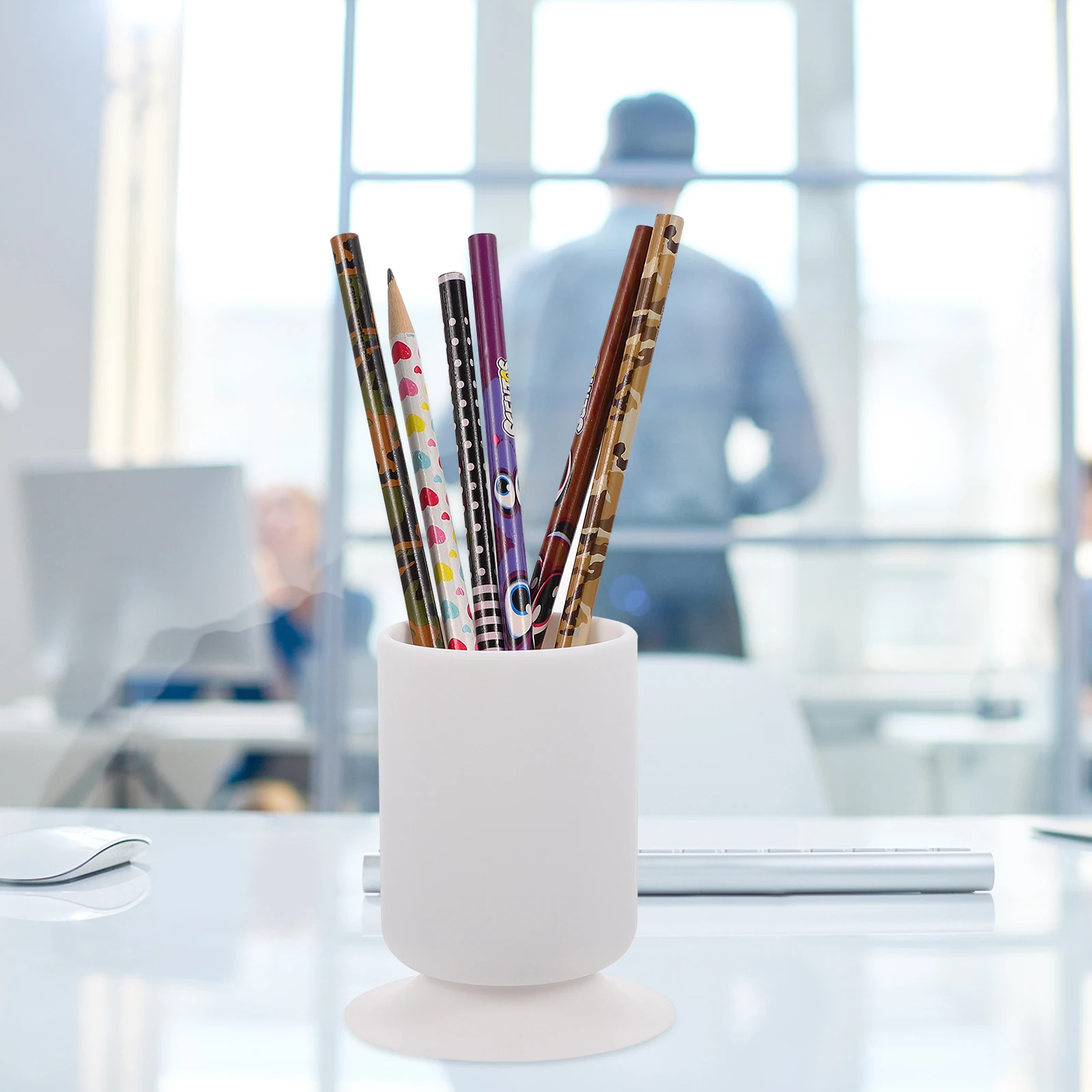 

Pen Holder Makeup Brush Organizer with Suction Base Storage Container for Office Essentials Brushes Grooming Utensils