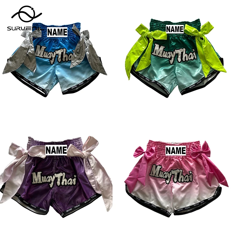 Muay Thai Shorts Custom Thai Boxing Shorts Men Women Kids Gradient Gym Combat Wrestling MMA Cage Fight Kickboxing Training Pants