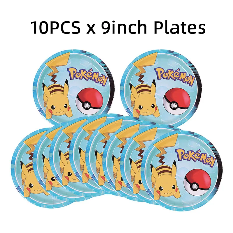 Pokemon Pikachu Theme Birthday Party Tableware Set Pokemon Party Decorations Banner Plates Balloons Kids Party Supplies Toy Gift