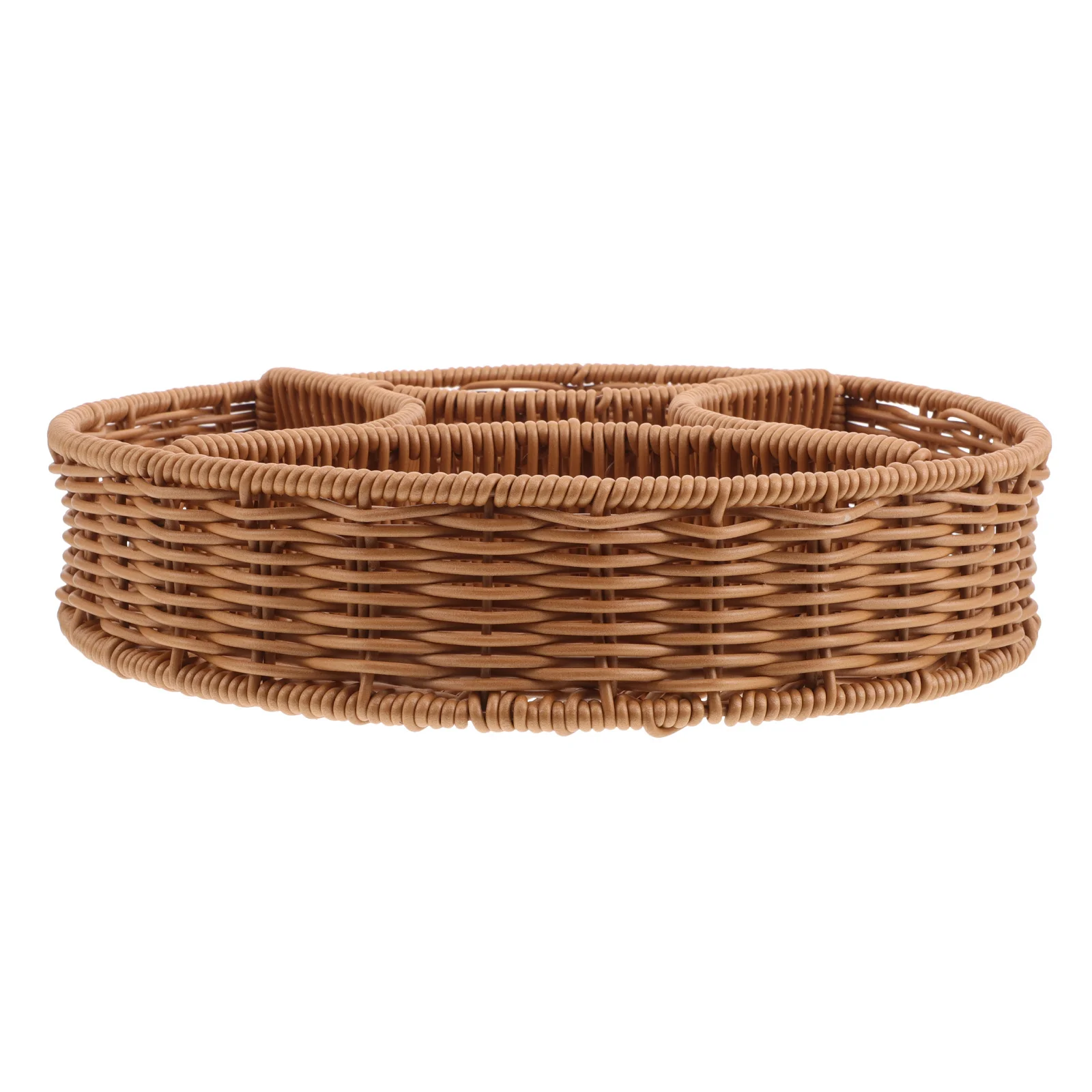 

Woven Storage Basket Imitation Rattan Snack Fruit Jewelry Organizer Divider Compartment Kitchen Home Decor Freshness Ventilation