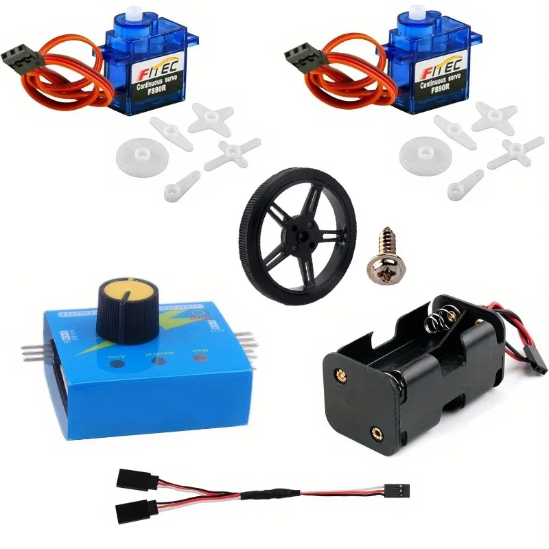 

Feetech 9g FS90R Micro RC Motor Servo Servos Tester AA Battery Box Wheel 15cm Y Harness Cable for Arduino Robotic Helicopter Car