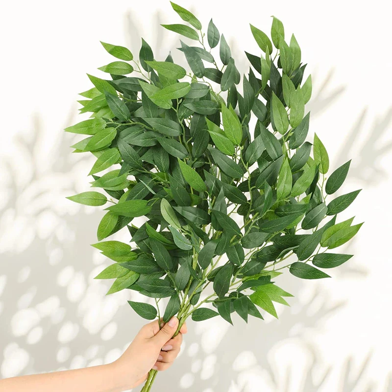 1pc 25.4inch Italian Ruscus Greenery Stems,  Artificial Green Leaf Garland Vines Hanging Spray for DIY Wedding Arch Bouquet Fill