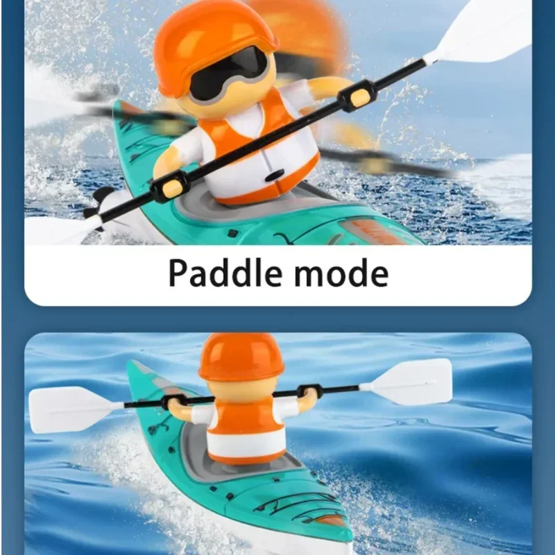 2.4g rc barco de corrida remo água caiaque luzes led 360 condução modo duplo à prova dwaterproof água navio controle remoto ao ar livre crianças brinquedo