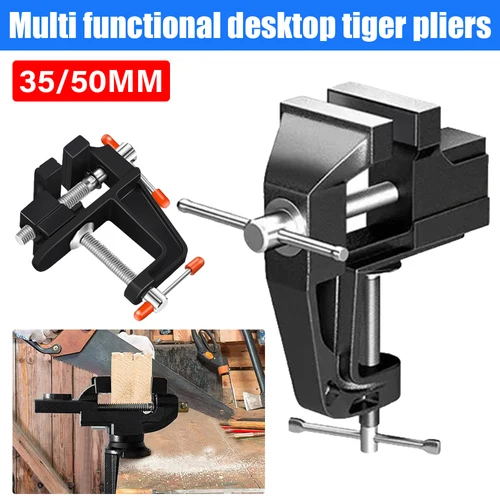 Imagen 1 del producto 35mm/50mm Multiusos Mini Banco de Doble Propósito Mesa Clamp-on Vise Con 360 Grados Base Giratoria para Trabajar La Madera DIY Workbench