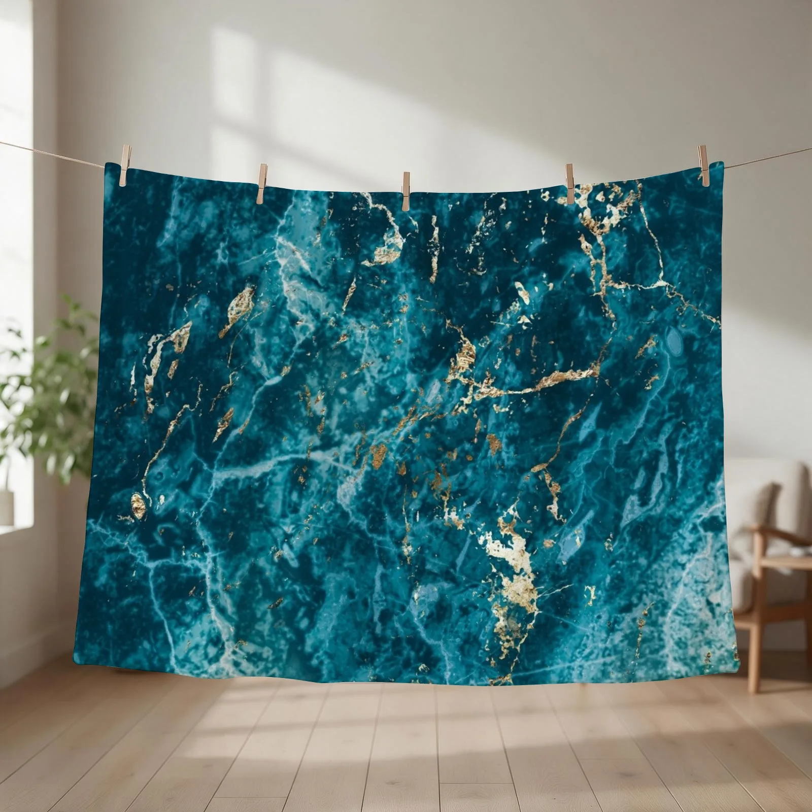 Marble Turquoise Blue Gold Texture Perfect Gift Throw Blanket couch cozy soft plush fuzzy picnic outdoor blanket