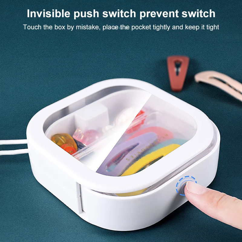 Mini Portable Storage Box Carry-On Clear Flip Jewelry Organizer Box Small Case Cell Phone Cord Pill Paper Clips Case With Handle