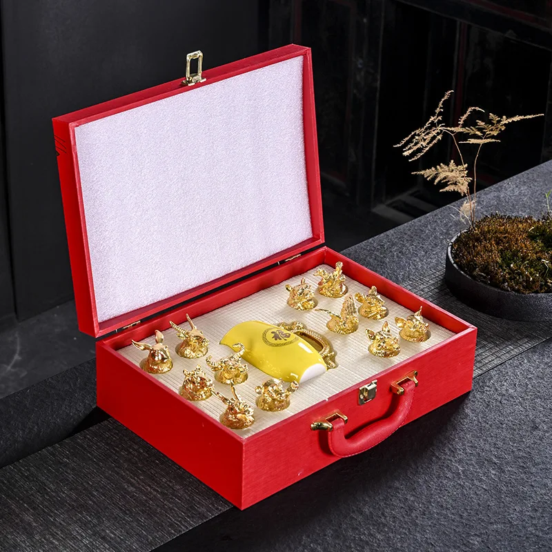 12 Zodiac animal head ceramic wine glass set wine dispenser gift set 2