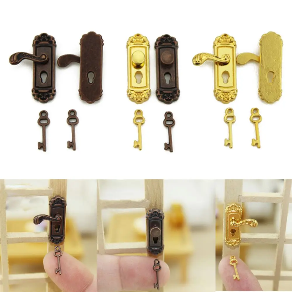 

1pc Fashion Retro DIY Accessories Mini Door Lock Key 1/12 Dollhouse Miniature