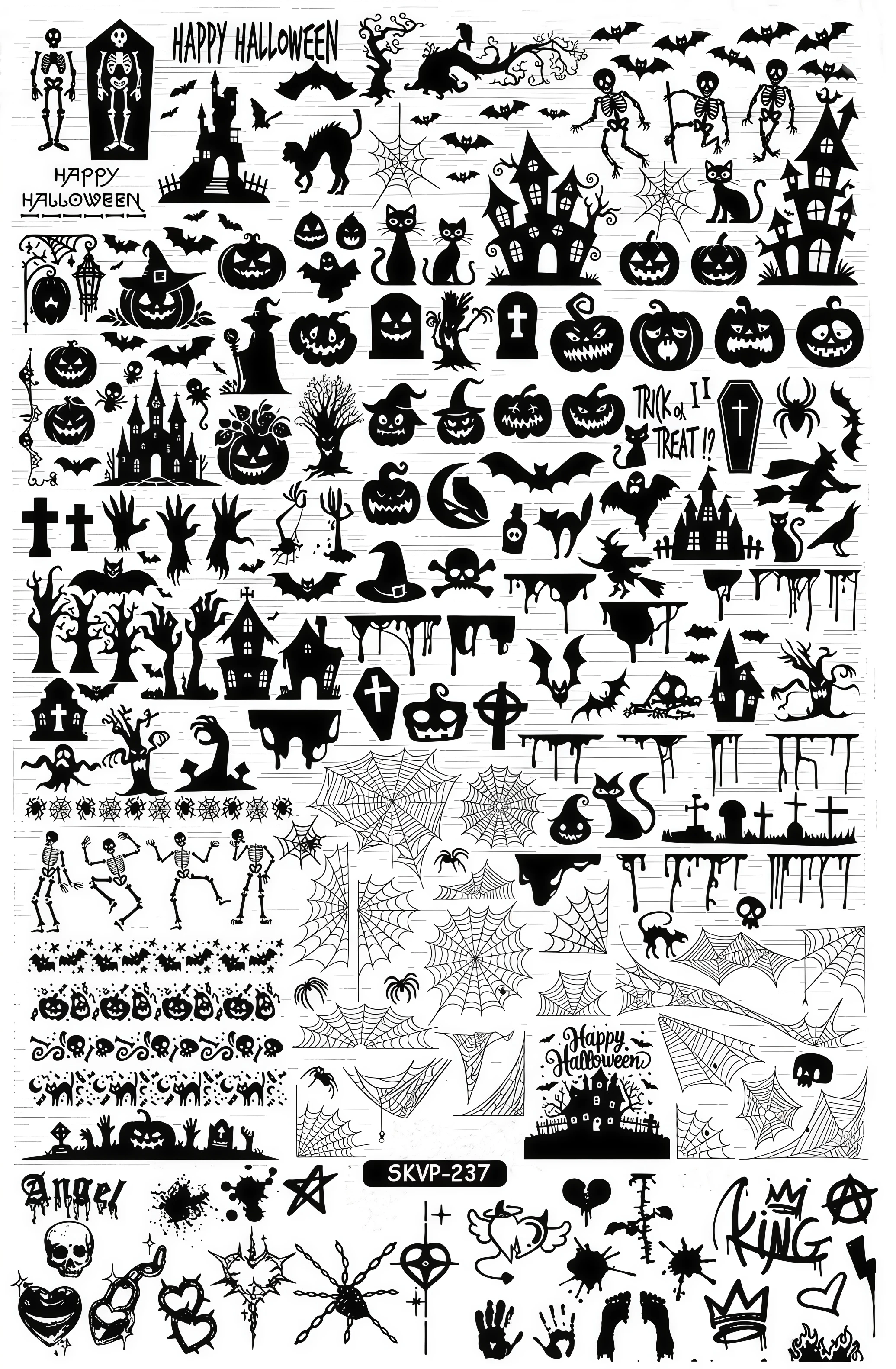 Nagel stempelplaat Halloween-elementen, kerstelementen, sneeuwvlokken patronen Stempel sjabloon plaat stencil DIY nagelgereedschap