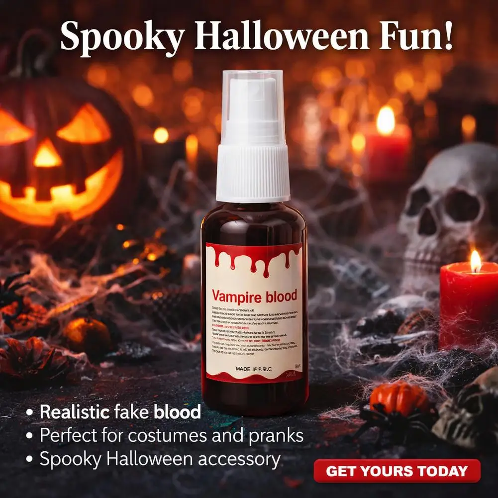 Halloween Kunstplasmaspray, Scherzartikel, Simulations-Make-up, Vampir-Zombie-Trick, Künstliches Plasma, abwaschbares Kunstblut 15/25/30ml – Detail 10