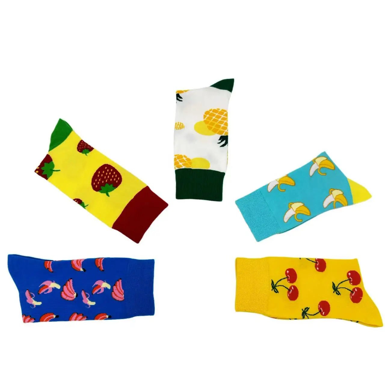 12 pairs of fruit pattern mid-calf socks
